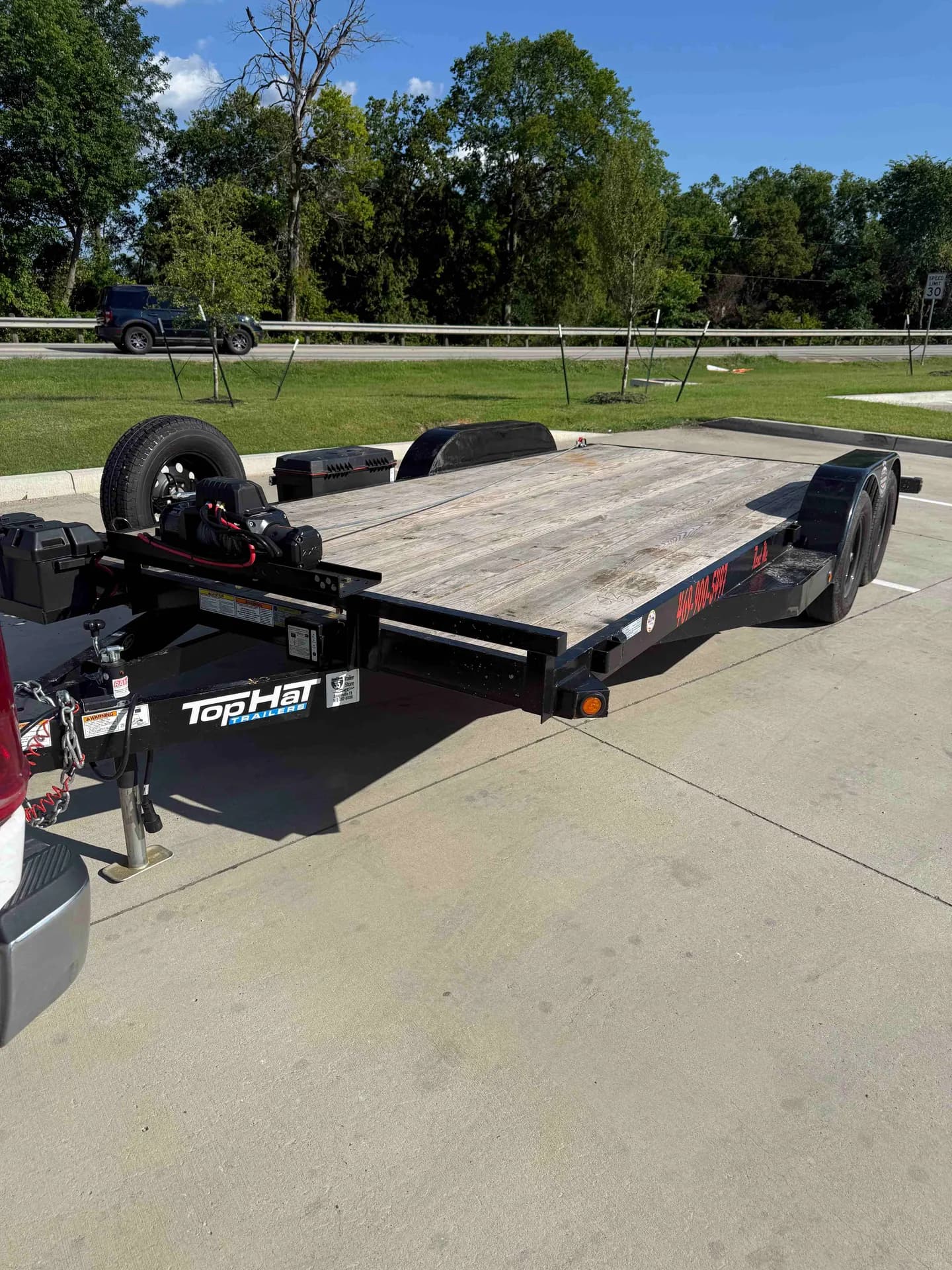 Trailer rental hitched to tow vehicle in Crandall, TX